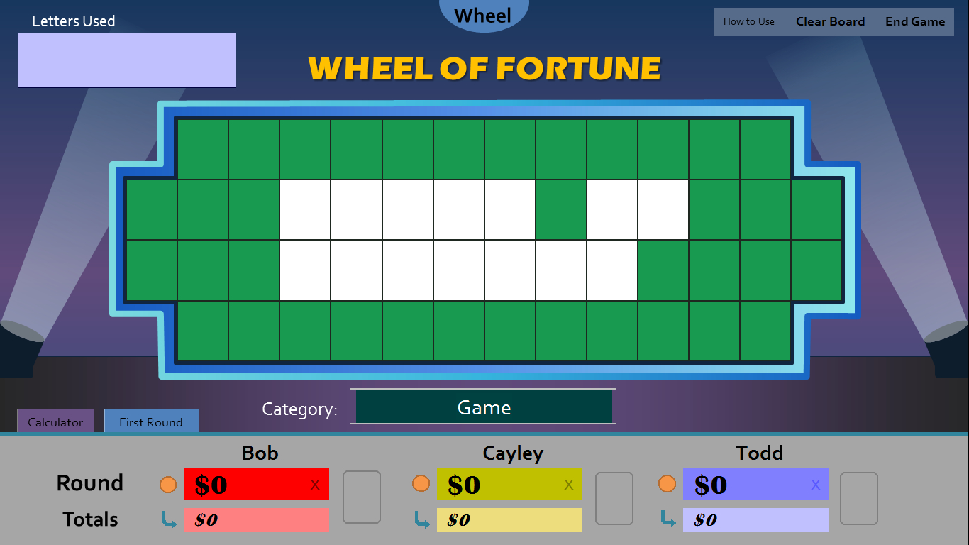 Wheel Of Fortune Game Bicycle Blank